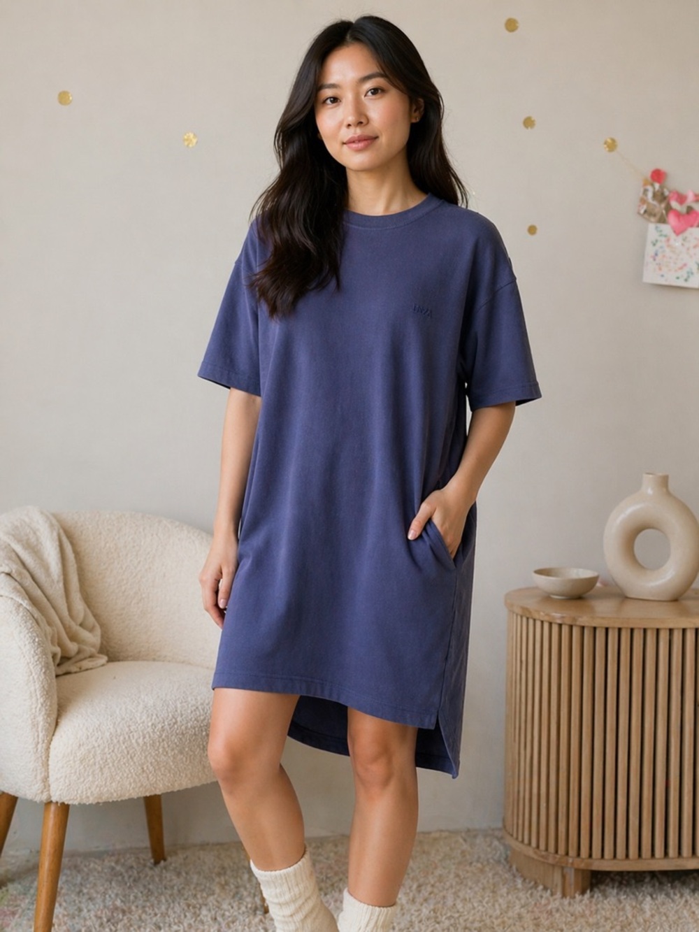 Cotton Sweater Dress with Pockets – Relaxed Fit